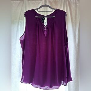 Fortune & Ivy Sarah Split Neck blouse, 2XL, purple